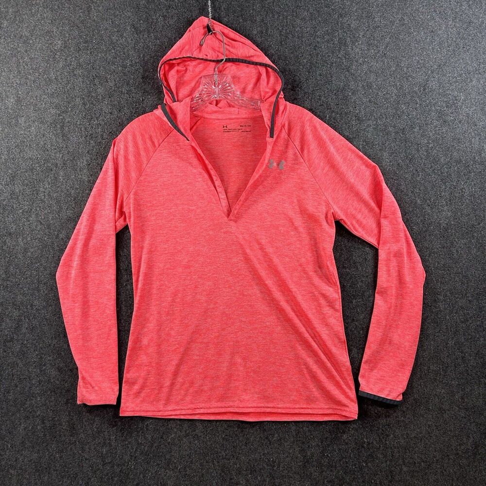 Under Armour Hoodie Women’s Small Pink Heather Pullover Hooded Shirt Training